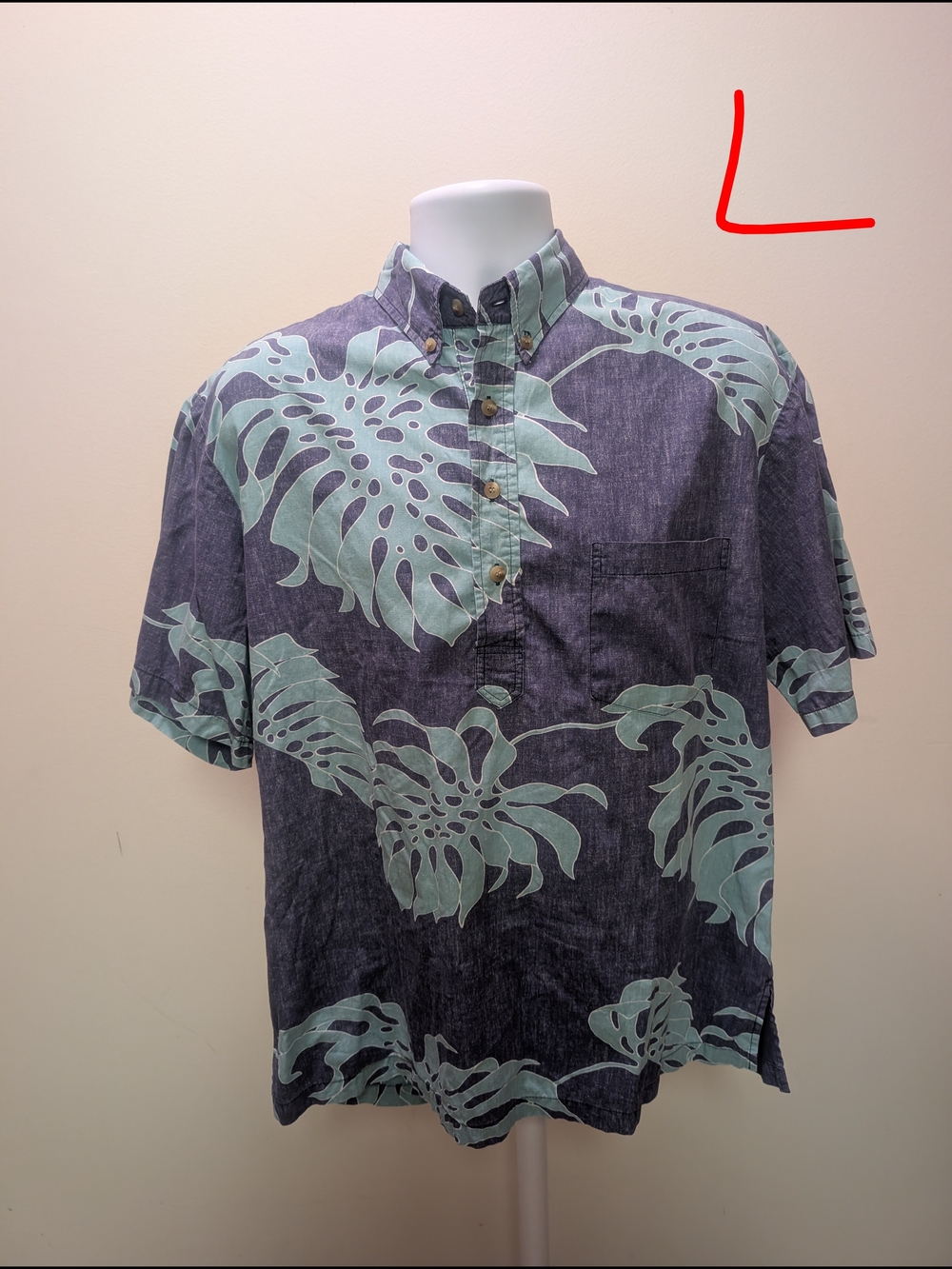 Men's Casual Short-Sleeve Button-Down Shirt in Mint Leaf Print